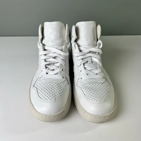 Veja V-15 Leather Extra White Suede Organic Cotton Natural High-Top Trainers 6 - Image 2