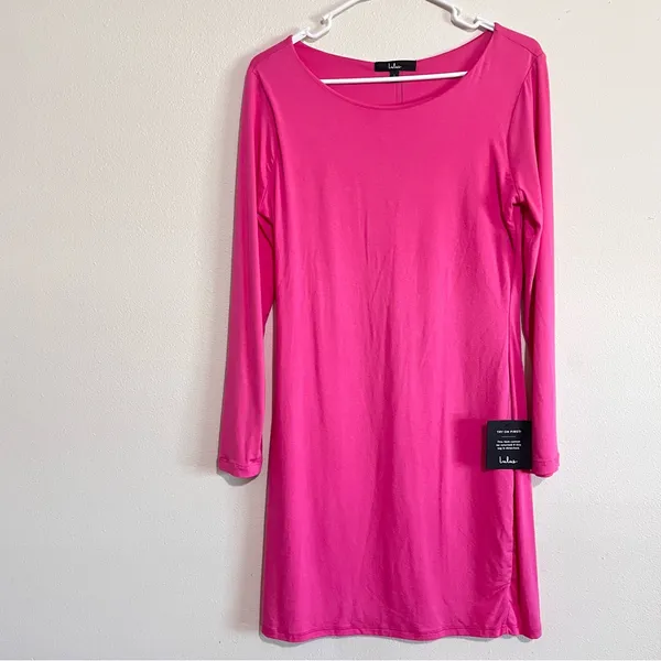 NWT Lulus Comeback Baby Hot Pink Long Sleeve Knit Dress‎ LARGE - Image 5