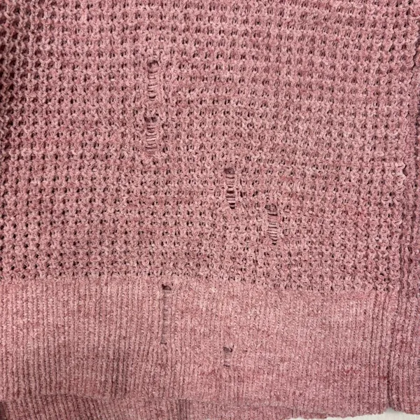 American Eagle Sweater Pink Chenille Waffle Knit Distressed Boho‎ Grunge Soft S - Image 5