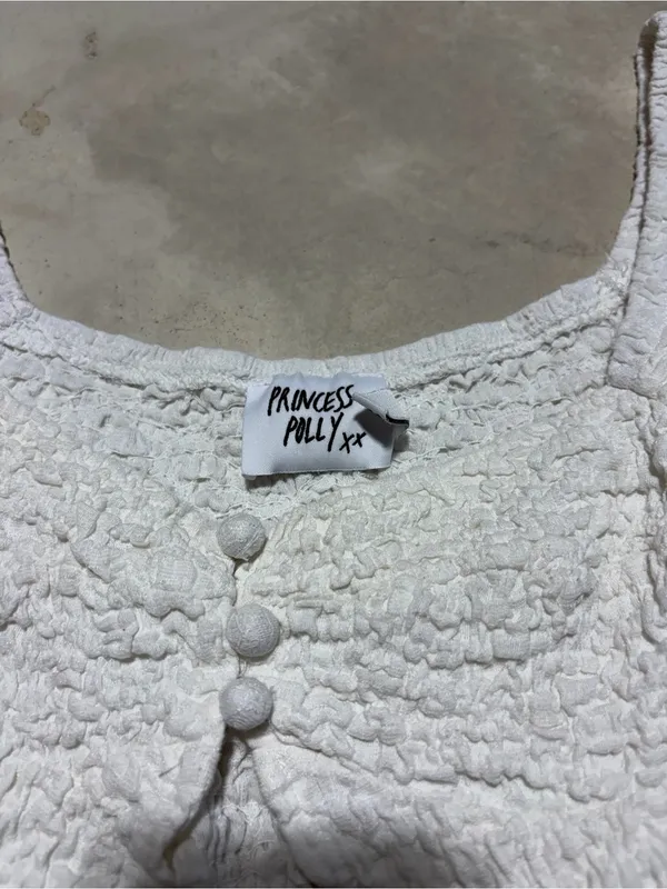 Princess Polly White Textured Puff-Sleeve Top 4 - Image 2