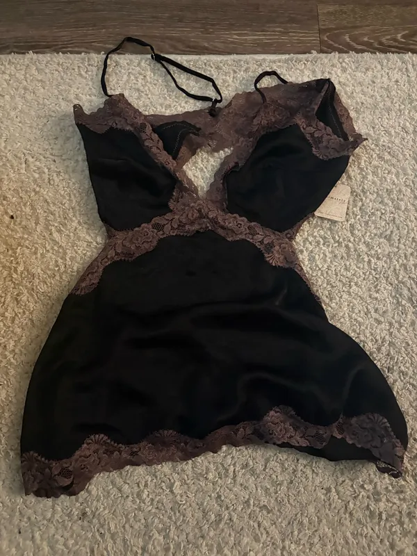 NWT Free People Made You Look Cami in black/brown. Size Large - Image 5