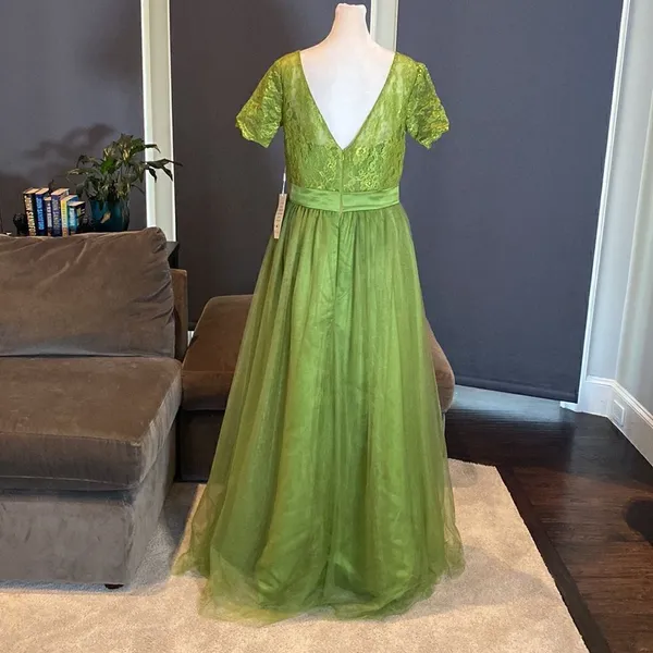 Women’s Full Length Tulle & Lace Sort Sleeve Dress with Zip Up Back Size 12 NWT - Image 4