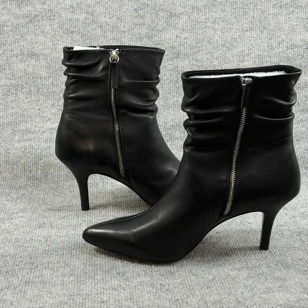Bella Vita Size-6W~Woman Danielle Leather Black Slouch Ankle Booties - Image 5