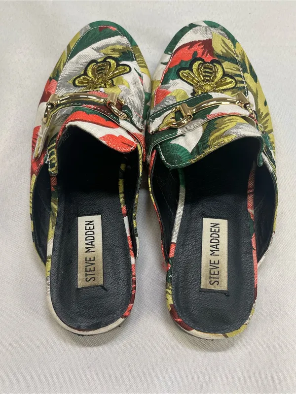 Steve Madden Multicolor Floral Bee Embroidered Slip-On Mules - Image 6