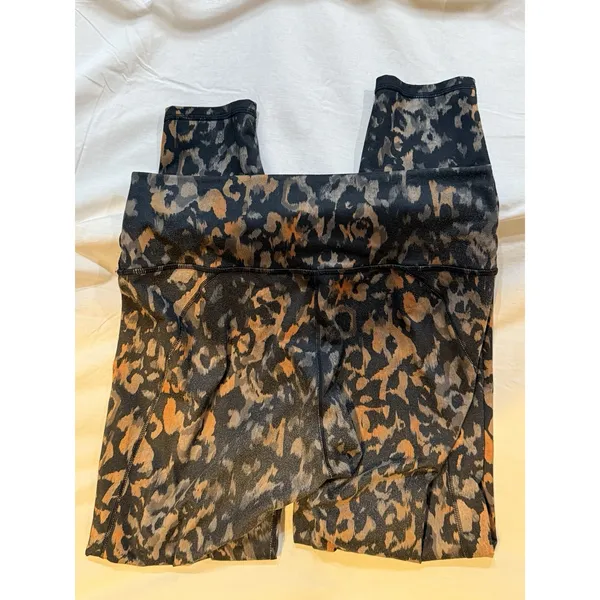 Fabletics Black/Brown/Beige Animal Print Leggings Women's Size L - Image 3