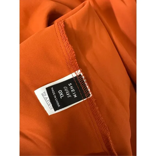 SHEIN Curve Rust Orange Off the Shoulder Maxi Dress Womens Plus Size 0XL Smocked - Image 6