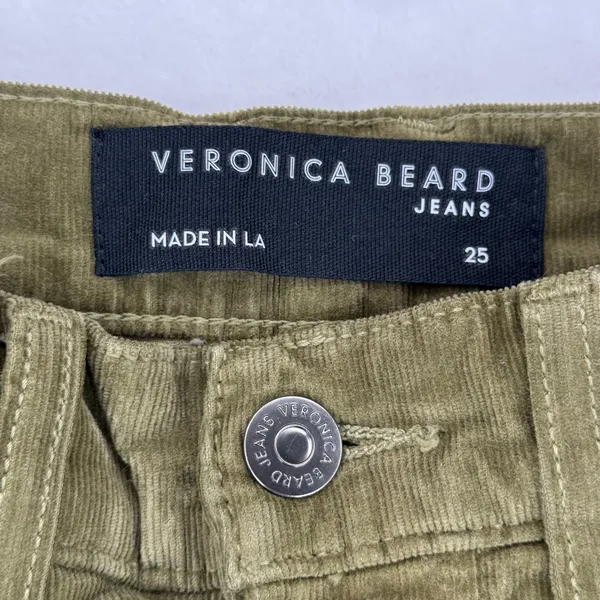 Veronica Beard Carly Kick Flare High Rise‎ Corduroy Pants Size 25 Olive Green - Image 6