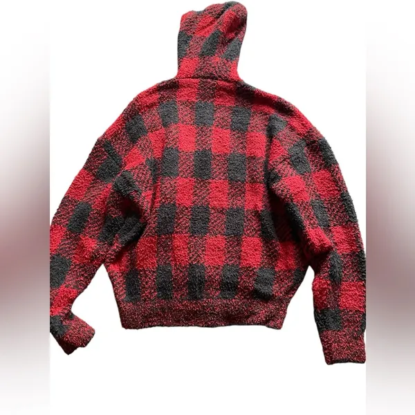 NWT Skims Soft Cozy Knit Unisex Hoodie Brick Buffalo Check Discontinued S/M - Image 2