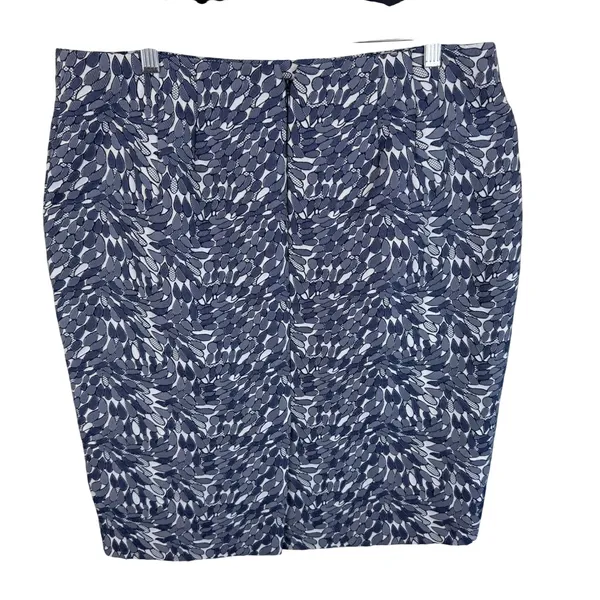 Ann Taylor Womens Navy Blue White Leaf Print Pencil‎ Skirt Size 12 Business Work - Image 2