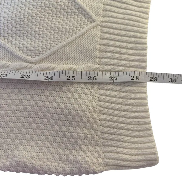 Hollister Preppy V-Neck Cream White Cable Knit Sweater‎ Medium Oversized Tennis - Image 12