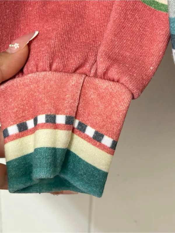 Aviator Nation Tulum Bolt Stitch Serape Sweatshirt Medium Pink Western Pullover - Image 5
