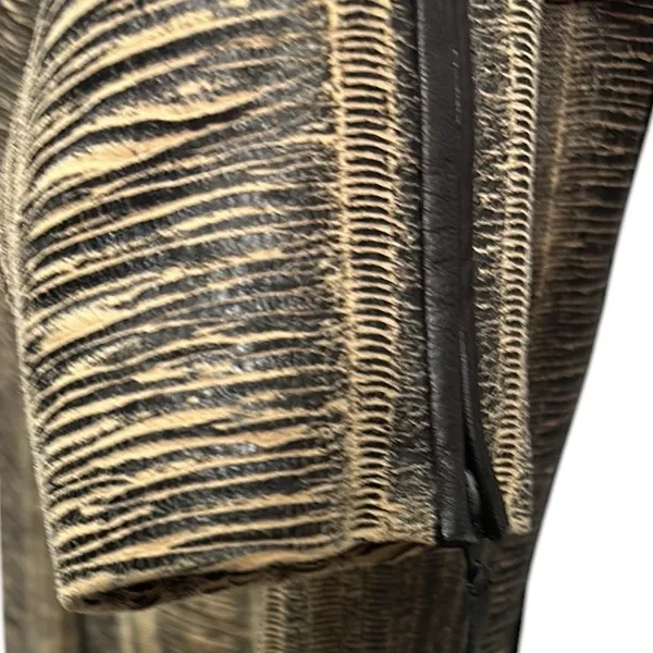 Blue Ice Tan Black Textured Zip Up Zip Sides and Cuffs Blazer Jacket Womens 10 - Image 9