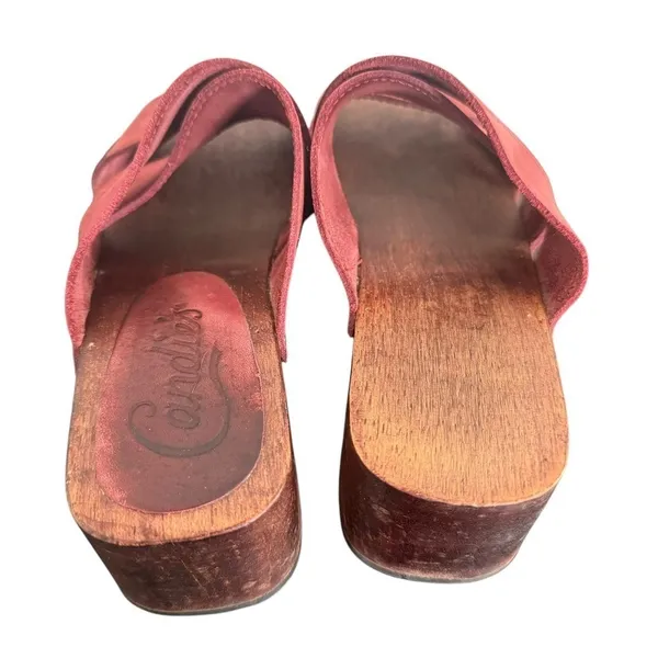 Candies Y2K Red Leather Platform Clogs Womens Size 6 Slide Sandals Lug Soles - Image 3