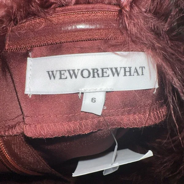 we wore what faux‎ fur strapless satin dress Size 6 - Image 9