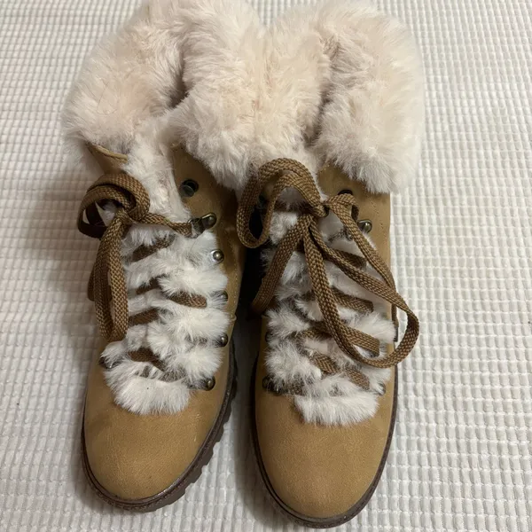 UNIONBAY Tan Faux-Fur Lace-Up Hiking Boots - Image 2