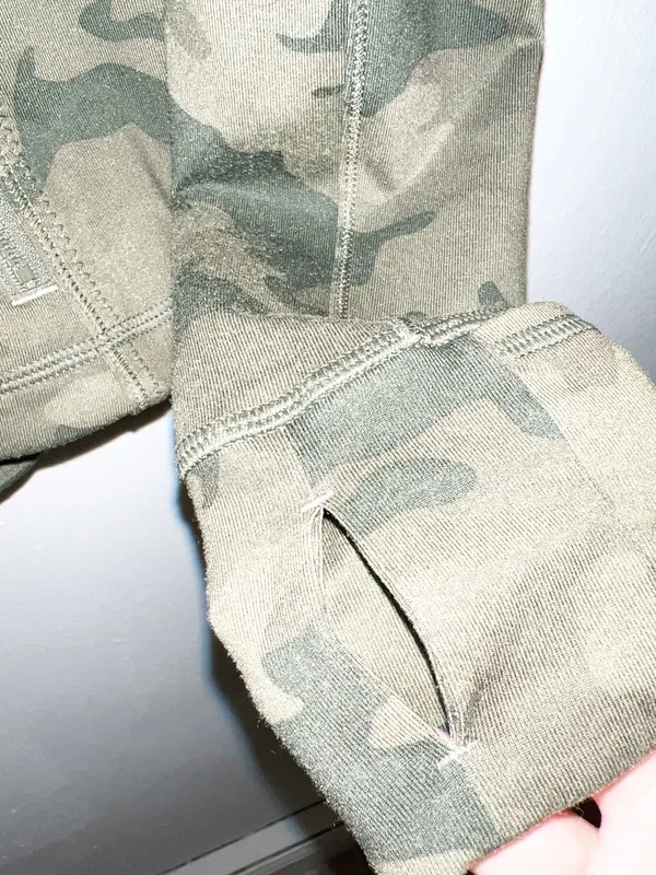 Lululemon Define Camo Zip-Up Athletic Jacket - Olive Green w/ Thumbholes - Image 3