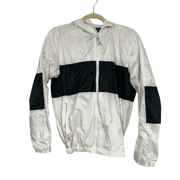 Abercrombie & Fitch White Green Track Jacket Bomber Womens XS Windbreaker - Image 2