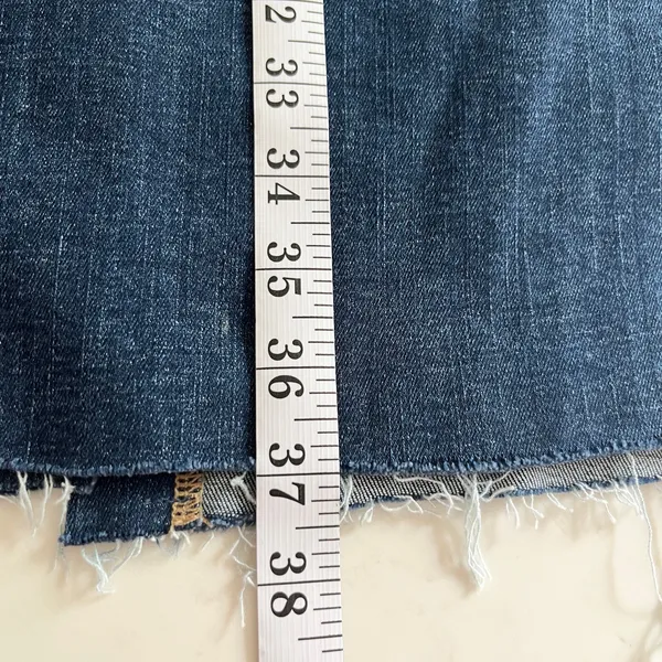 Zara Women’s Stretch Denim Maxi Skirt Blue Dark Wash Raw Hem Size S - Image 8