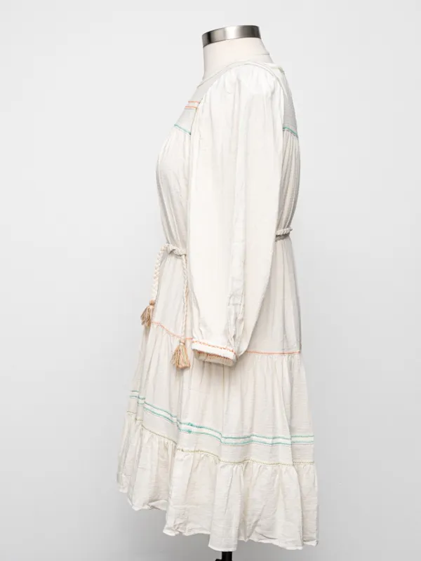 Current Air  - Tiered Mini Dress with Braided Belt - Image 6