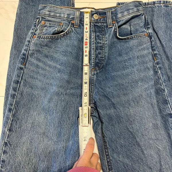 Denim Forum Aritzia Joni high rise loose button fly denim jeans 30 length sz 25 - Image 8