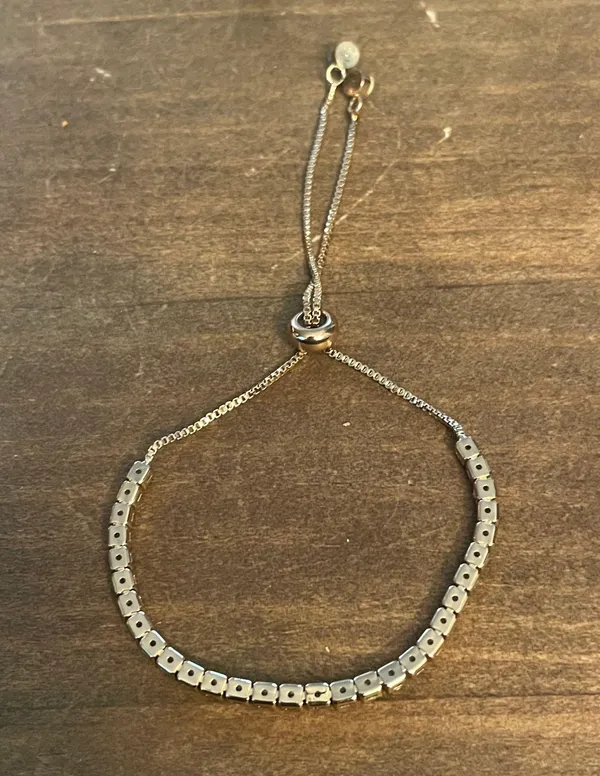 Cubic Zirconia Adjustable Slide Tennis Bracelet Gold - Image 4