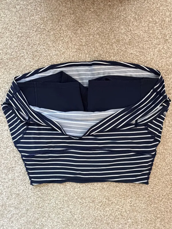 Athleta Striped Stealth Skort Tennis Skirt Shorts Blue White Size Small - Image 9