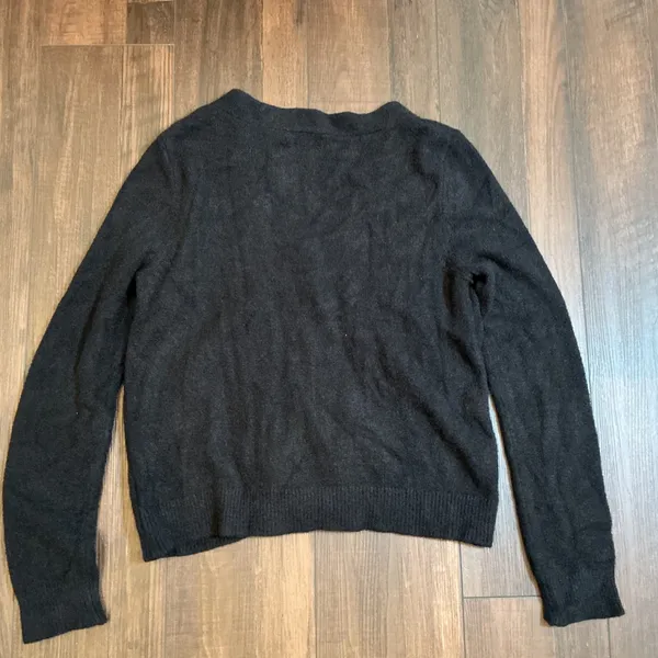The Drop V-Neck Button Front Cardigan Sweater Black Soft Knit Large Minimalist - Image 5