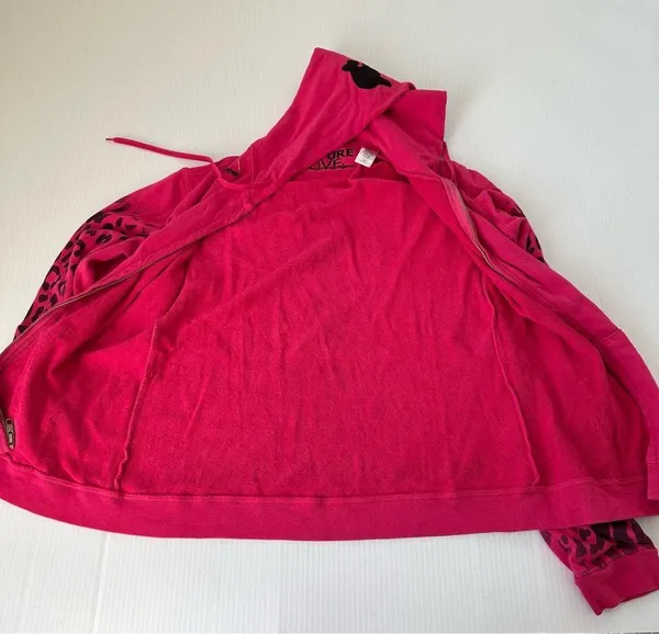 Free City Leopard Zip Hoodie Fuschia, S - Image 9
