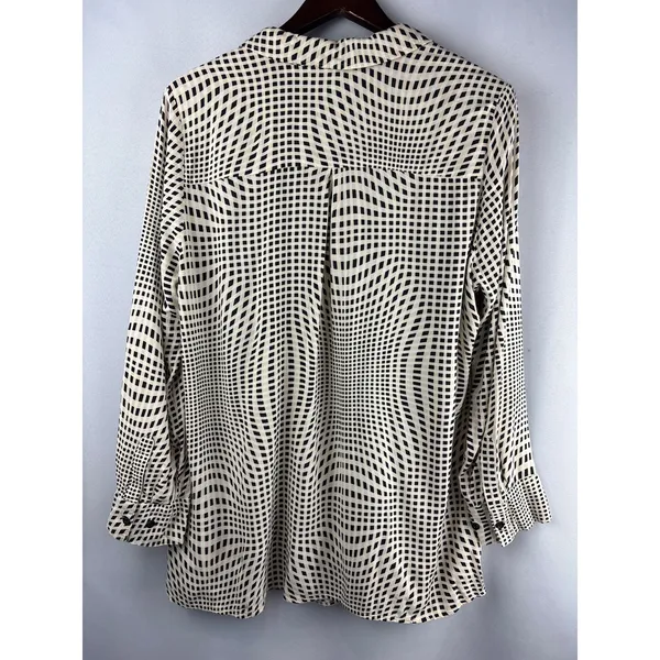 Women’s Ulla Popken Size 16/18 Cream Beige Black Patterned Blouse - Image 3