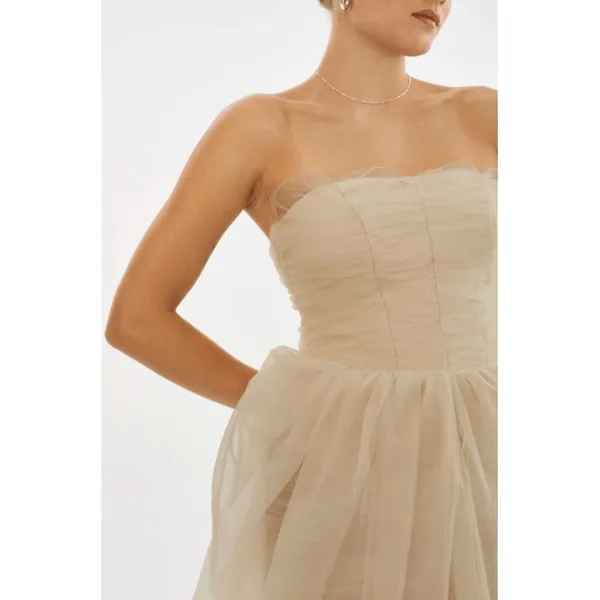 LAMARQUE Pixie Corset Dress in Light Beige Size XS Strapless Tulle Princess - Image 14