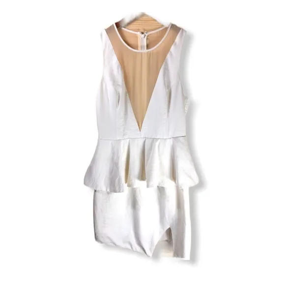 Keepsake the Label Sheer Peek A Boo White Peplum Dress - Image 9