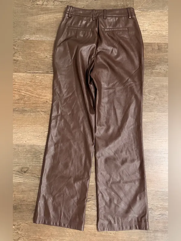 Rachel Zoe Chocolate Brown Faux Leather Pants - Image 8