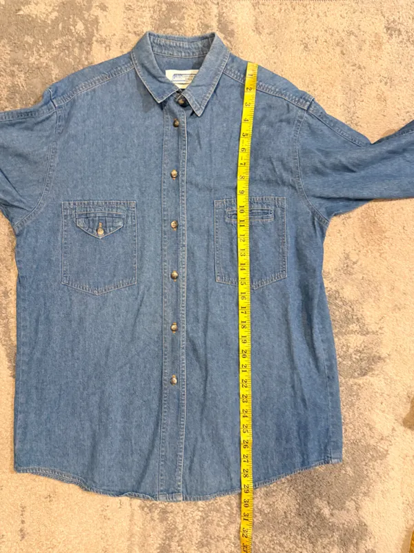 Vintage Central Falls Classic Denim Button-Up Shirt - Image 8