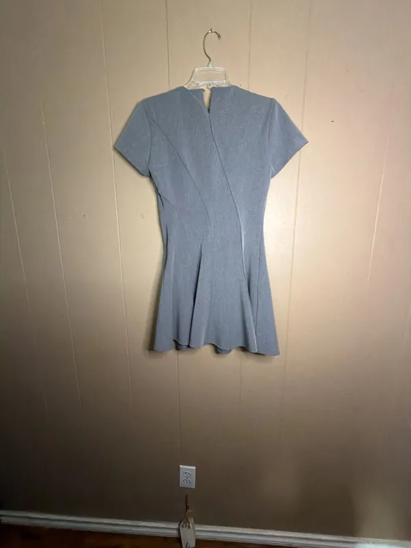 Zara Gray Short Sleeve Seamed Fit and Flare Mini Dress - Image 3