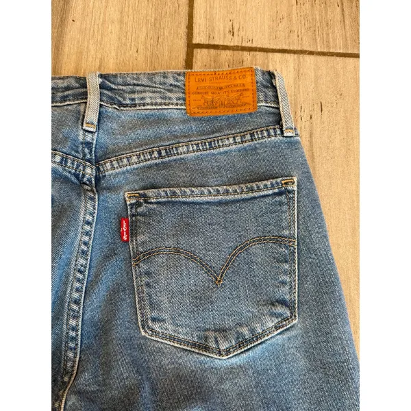Levis 721 High Rise Skinny Jeans Blue Distressed Stretch Denim Womens Size 26 - Image 4