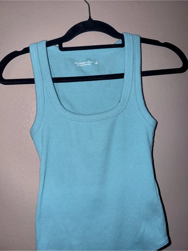 Abercrombie & Fitch Sky Blue Ribbed Scoop Neck Bodysuit - Image 2