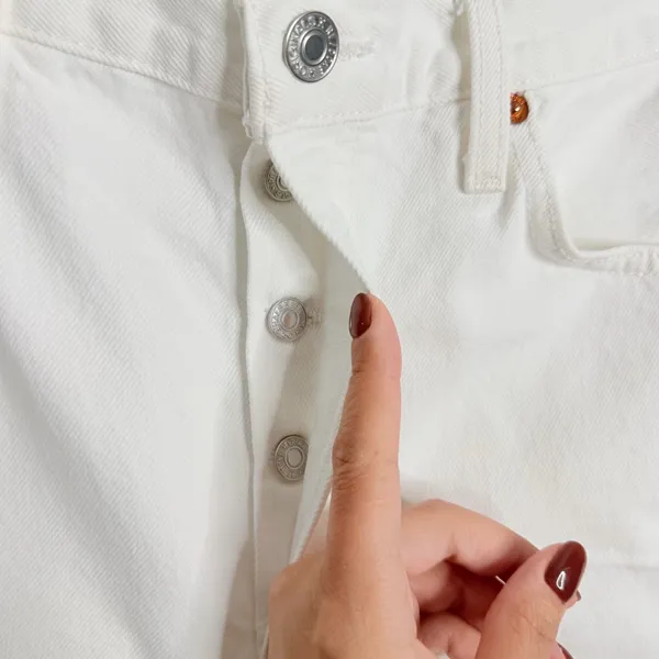 Re/Done 70s Stove Pipe Jean White Ripped Knees Raw Hem Size‎ 29 Rigid Button Fly - Image 9