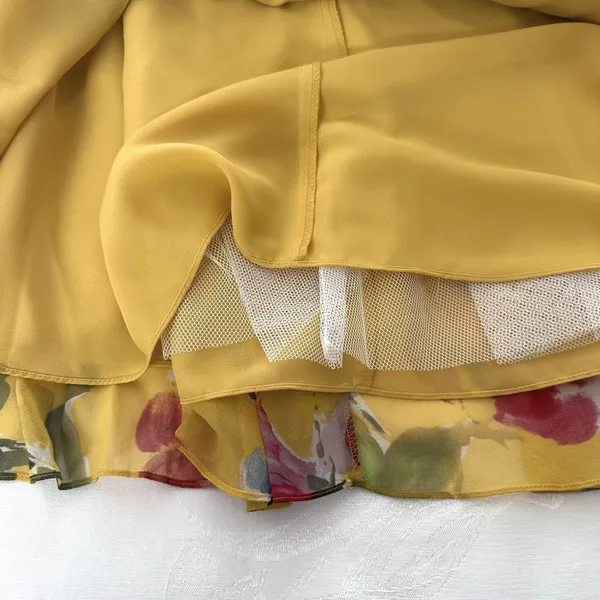 Adrianna Papell Size-10 Women's Midi Dress Halter‎ Yellow Floral Silk $160 - Image 12
