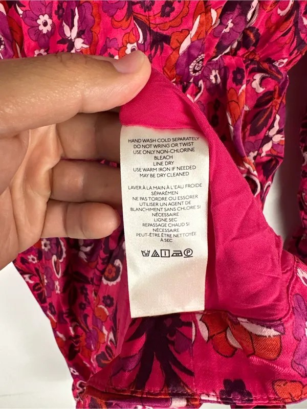 Anthropologie Maeve Pink Satin Floral Wrap Midi Dress Women’s Sz XS - Image 5