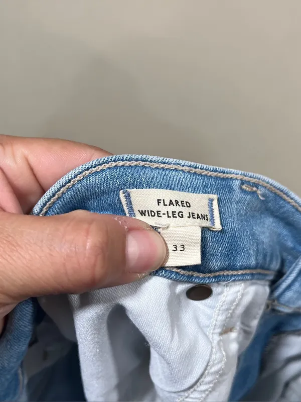 Madewell Flared Wide-Leg Jeans blue denim raw hem plus size 33 EUC - Image 11