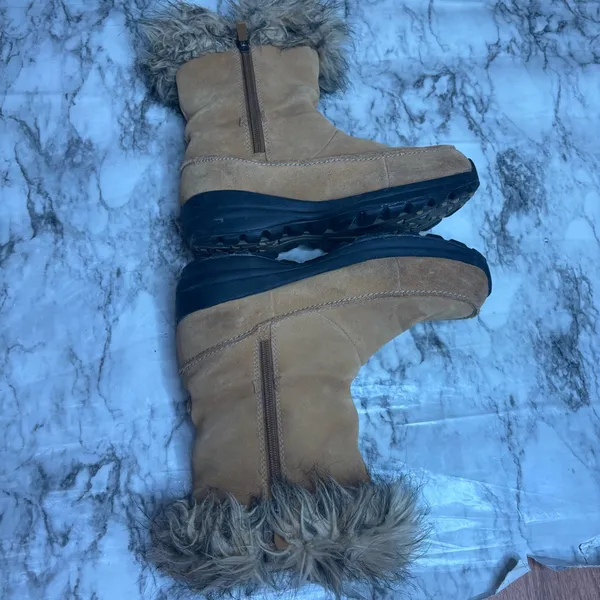 Sorel Northern Lite Tall Snow Boots Waterproof Suede Faux Fur Brown tan 9 - Image 5