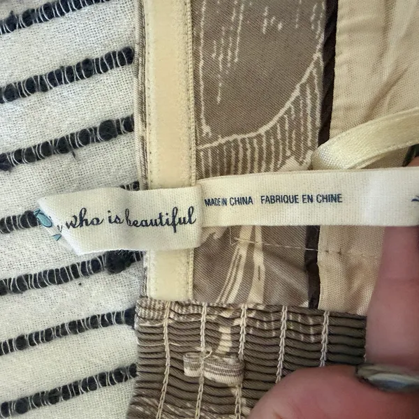Y2K Vintage MAEVE | Anthropologie Cream and Brown Strapless Dress | 4 Twee - Image 8
