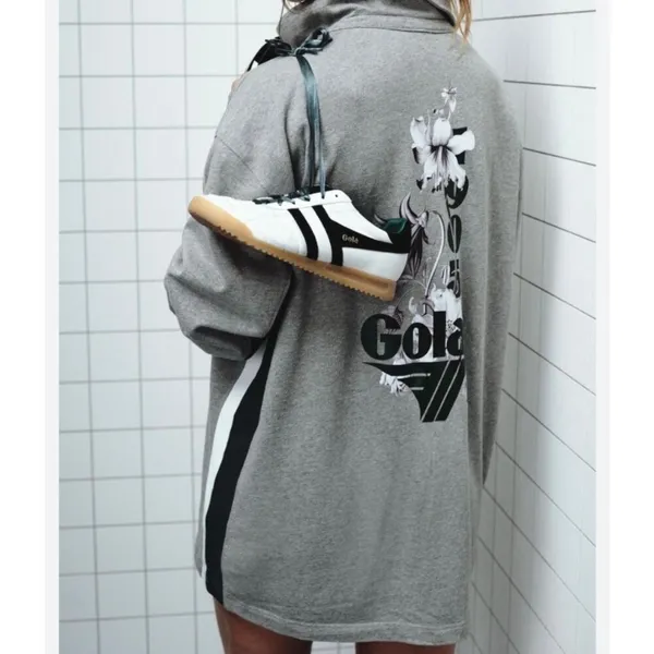Gola for Anthropologie Grey Colorblock Floral Graphic Polo Dress M Sporty Tennis - Image 5