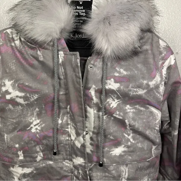 K‎ Jordan | Stylish Gray and Purple Women's Jacket - Image 2
