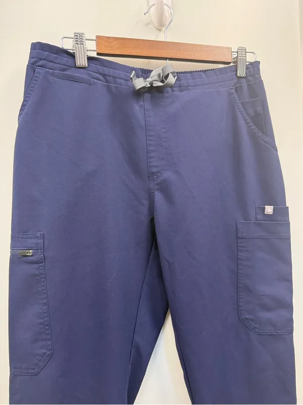 Figs‎ Yola High-Rise Slim Scrub Pant Navy Blue Drawstring Medical Medium TW2000R - Image 2