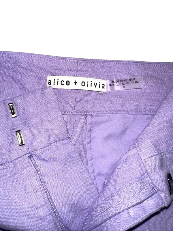 Alice + Olivia Dylan Linen Blend High Waist Wide Leg Purple Pants 0 in Solstice - Image 7