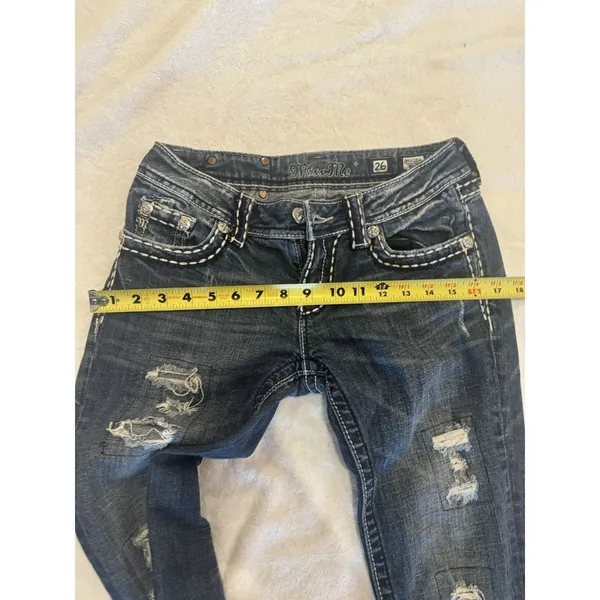 Miss Me Jeans, Women's Size 26, Blue, Denim, Gems Back Pocket, Flared - Image 9