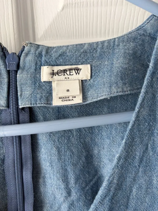 J. Crew Light Blue Chambray Wrap-Style Mini Dress - Image 2