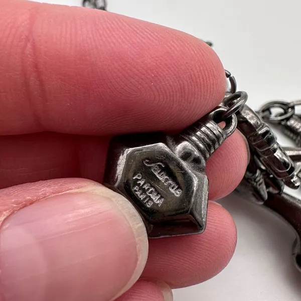 Pardma Paris charm parfum bottle shoes‎ dangle chain necklace gunmetal - Image 6
