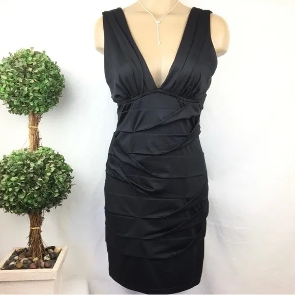 Nikibiki Black Slinky Body Con Bandage Sleeveless Mini Dress L - Image 2